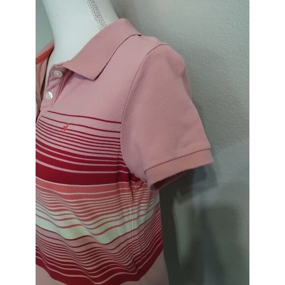 Old Navy Top Size Large Pink White Stripes Polo 3 button Old School Logo - Picture 5 of 11